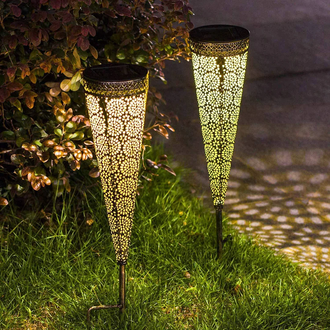 Solar-Powered Metal Cone Pathlight
