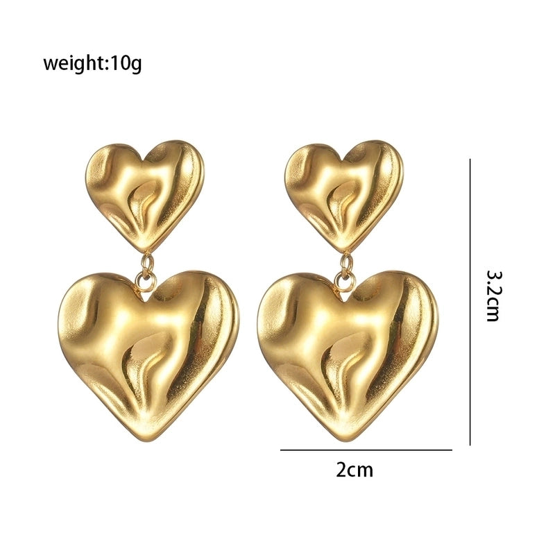 1 Pair IG Style Elegant Heart Shape 304 Stainless Steel Drop Earrings