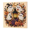 (30x30cm)Cute Ghosts & Lantern Pearl Painting Art Kits With Inner Frame Pearl Gem Paintings Picture Arts Craft for Adults Beginners Home Wall Decor