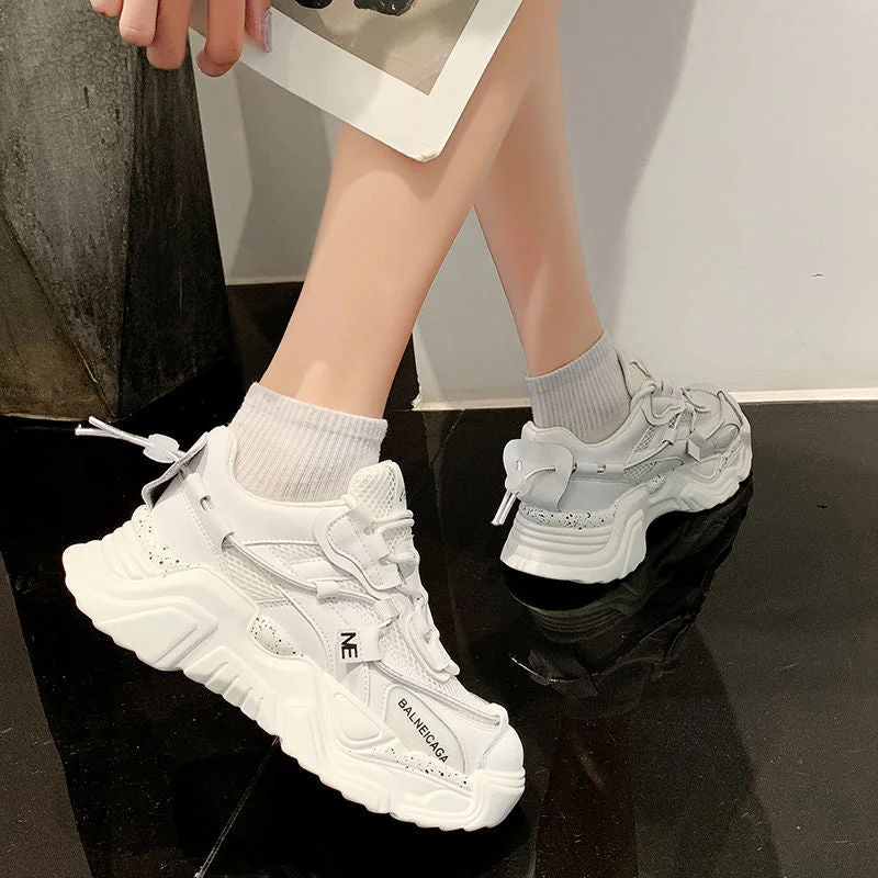 Fashion Women Chunky Sneakers Height Increasing Thick Bottom Women's Casual Shoes Designer Ladies White Black Dad Sport Shoes
