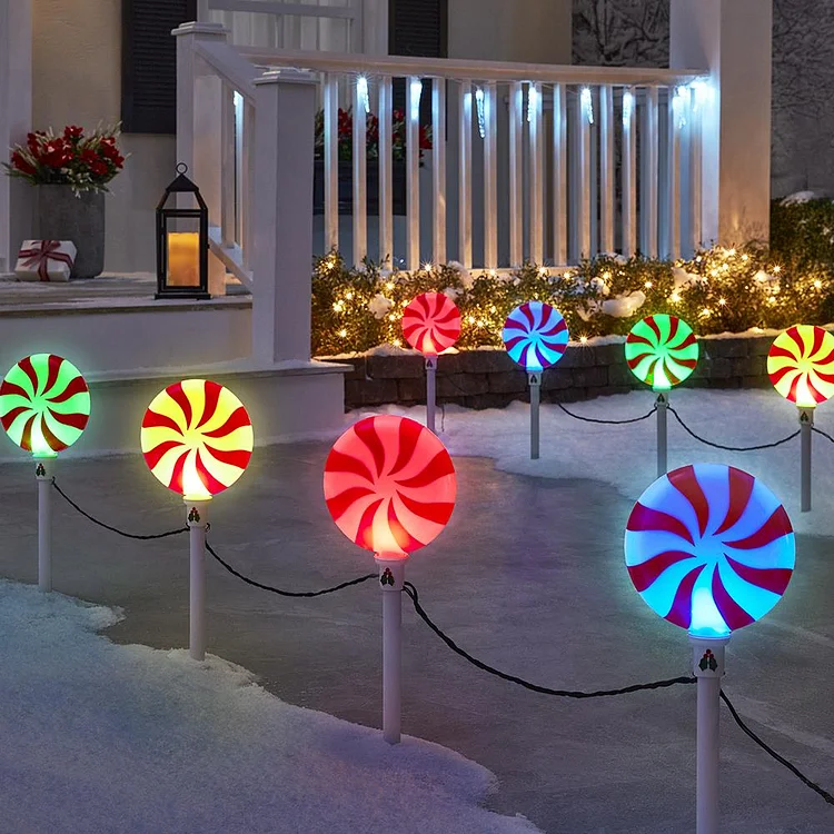 🔥kukelife🔥The Peppermint Candy Holiday Pathway Lights