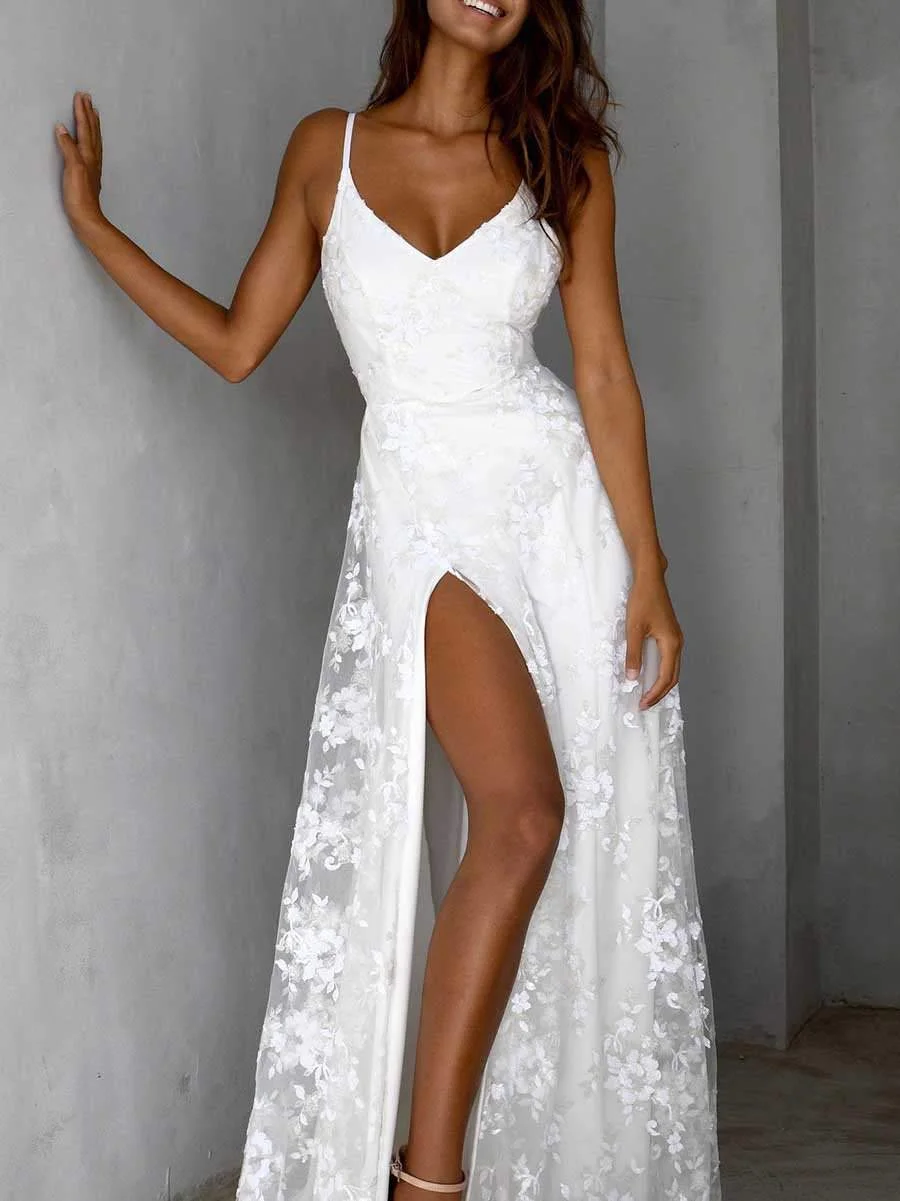 Elegant Sexy V-Neck Sling Lace Dress