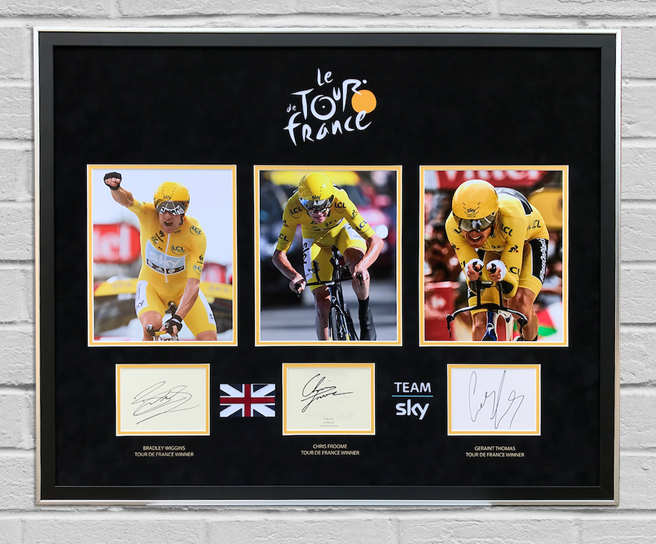 Bradley Wiggins Chris Froome & Geraint Thomas Tour De France Photo Poster painting Mount Display