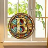 (Upgrade Size)DIY Double Sided Diamond Painting Alphabet Family Last Name Initial Sign Ornament with Chain Window Hanging Kit