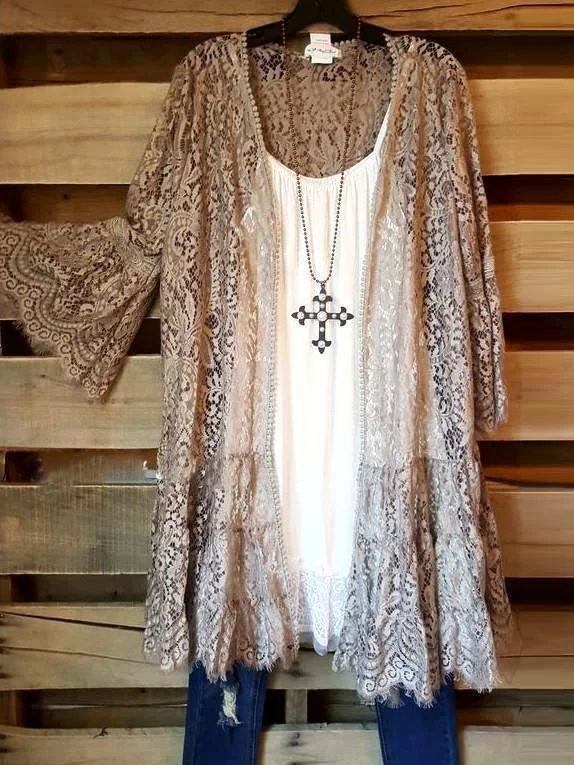 Lace In Your Arms Cardigan - Mocha