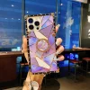 2023 Luxury Rhombus Pattern Ring Holder Protective Case With Wristband For iPhone & Smasung