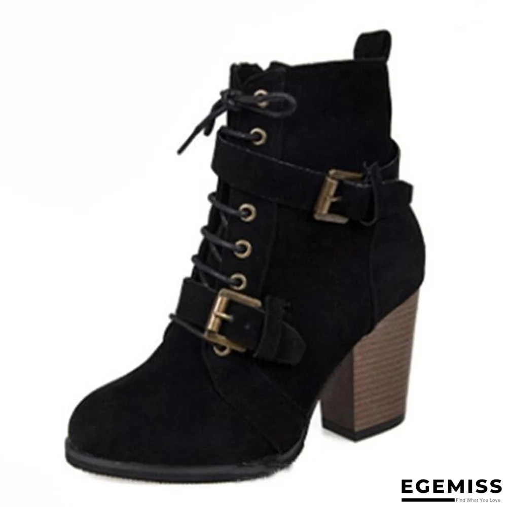 Comfortable Pointed Toe Lace-Up Boots | EGEMISS
