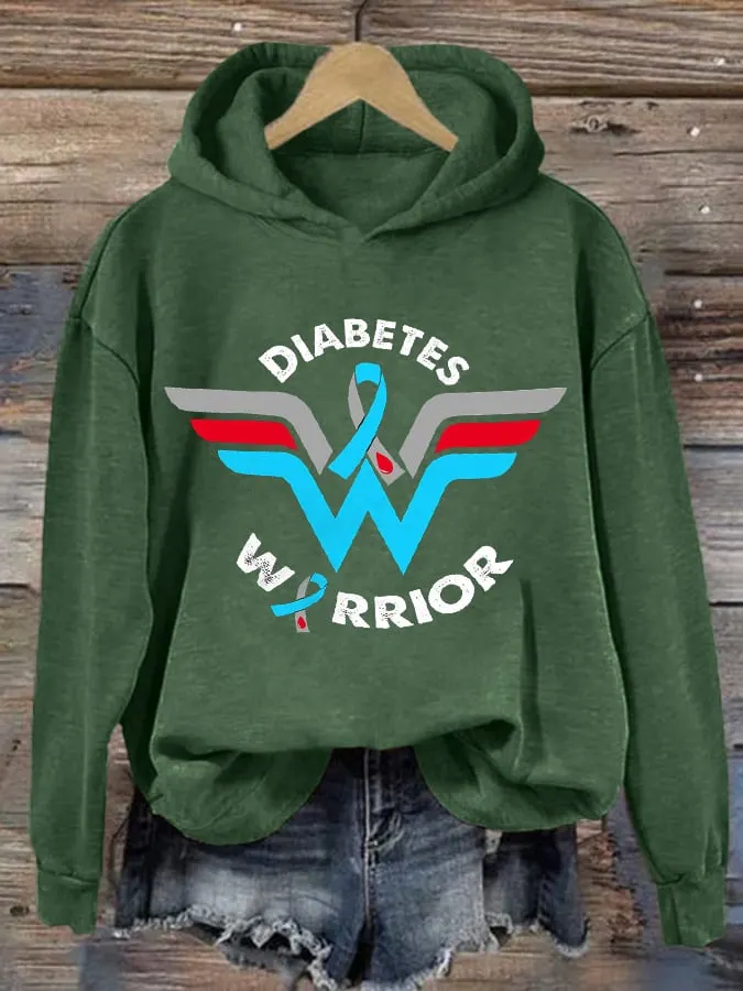 Women's Casual Diabetes Awareness Printed Long Sleeve Sweatshirt