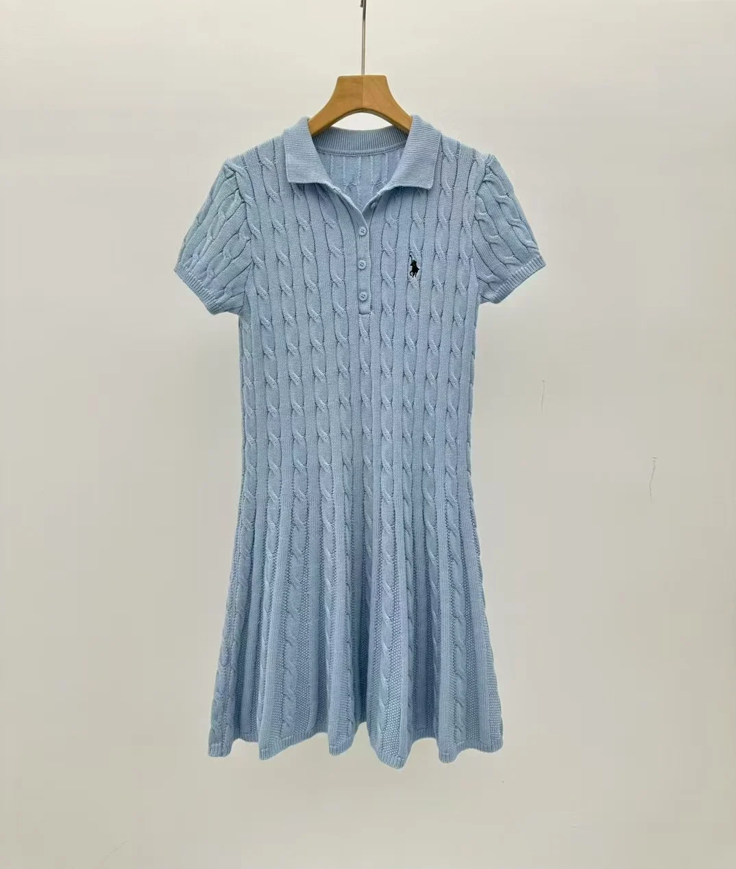 Nigikala Nigikala Short-Sleeved Knitted Dress Woman 2025 New College Style Polo Collar Slimming Waist