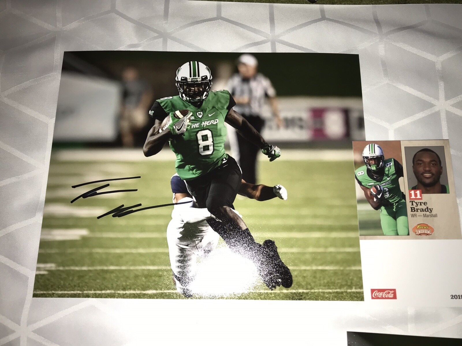 Tyre Brady Marshall Thundering Herd signed autographed 8x10 football Photo Poster painting B