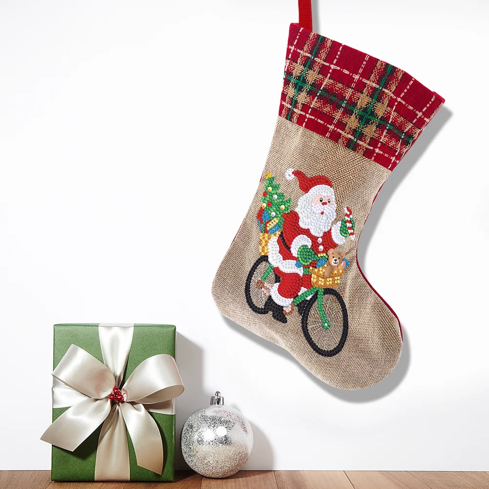 Flannelette Santa Claus Stockings Decorative Stocks Cute for Gift(35*20cm)