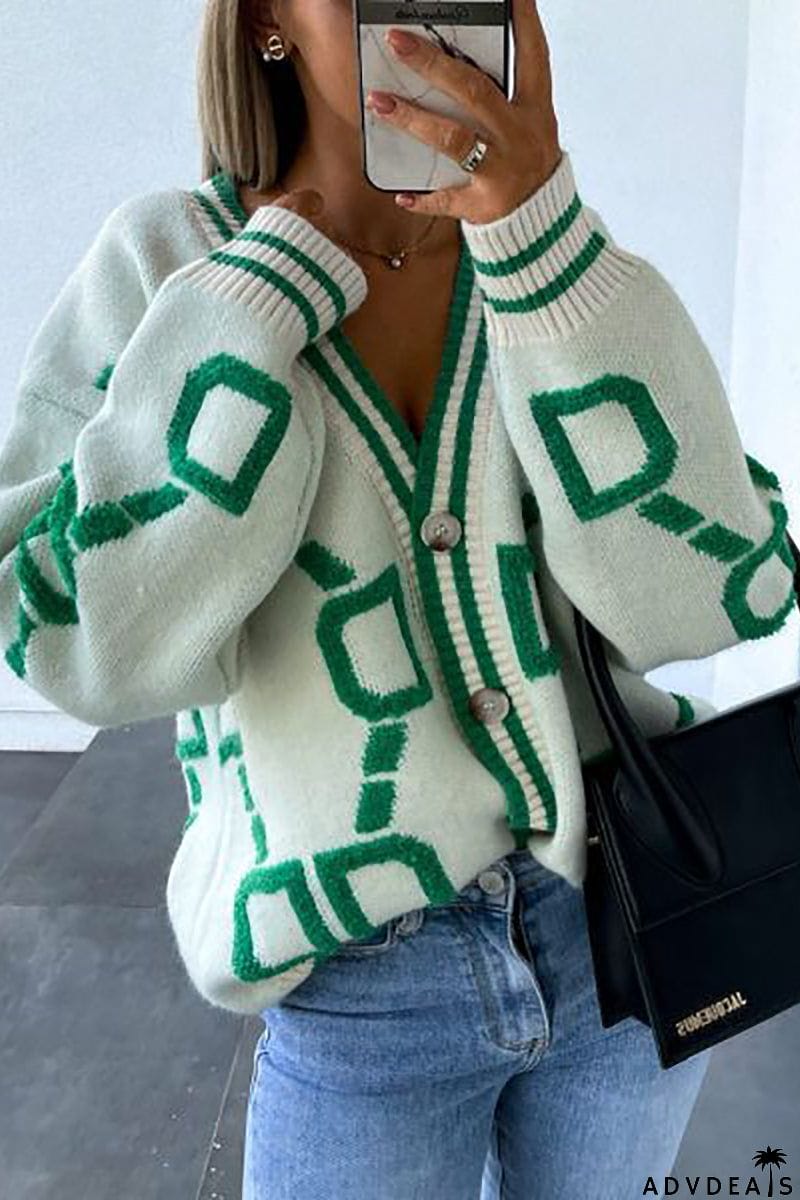 Geometric Button Cardigan