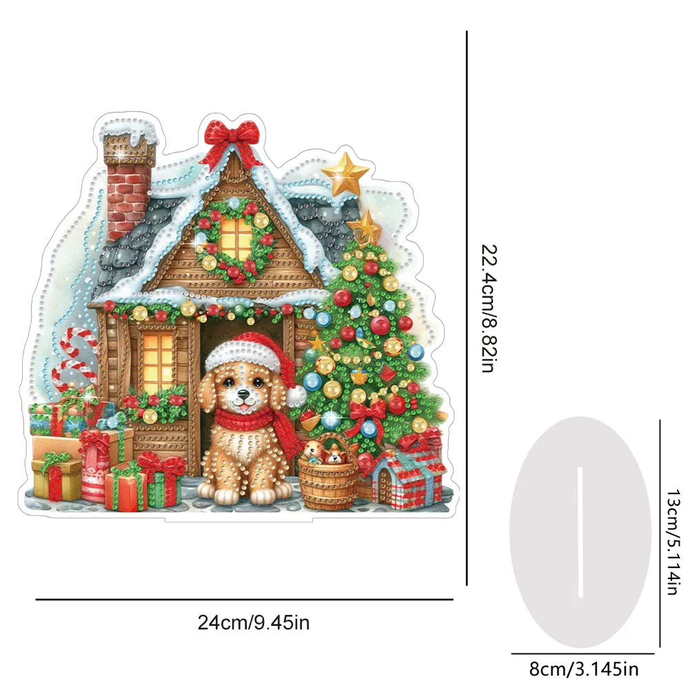 DIY Christmas Dog House Acrylic Special Shaped Diamond Painting Desktop Decorations