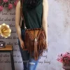 Retro Tassel Genuine First Layer Cowhide Shoulder Bag Handbag
