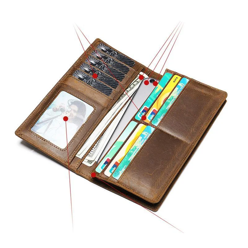 Men&rsquo;s Vintage Fine Stitching Soft Leather Multiple Slot Casual Wallet