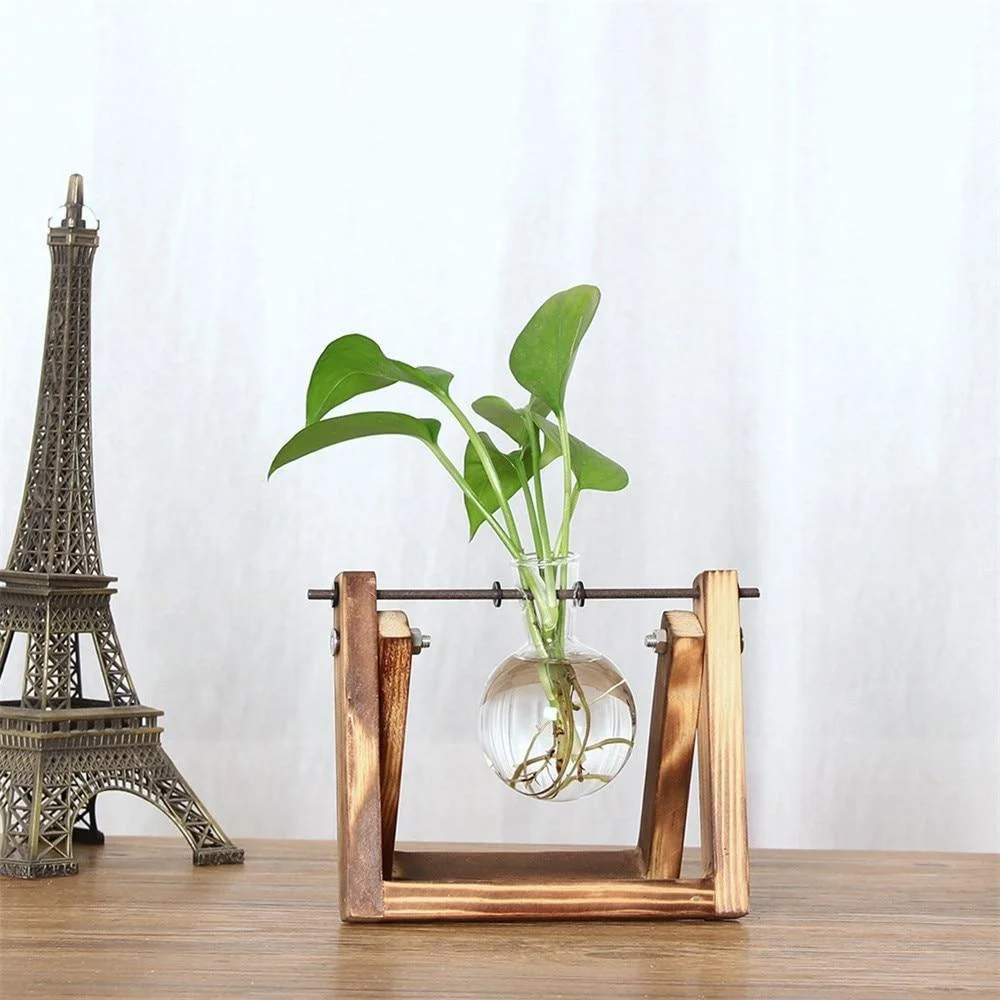 Hydroponic Plant Wooden Frame Vase trabladzer