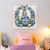 (Stamped/Counted) Blue And White Porcelain-Rabbit Easter Egg-11CT Cross Stitch 40*40cm/15.75*15.75in
