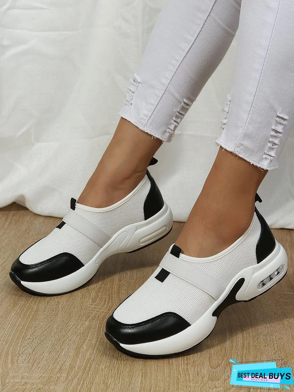 Black and White Panda Air Cushion Sneakers