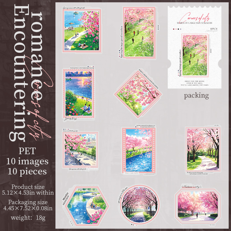 PET Sticker - Corner of The City Series Vintage Building Flower Landscape 