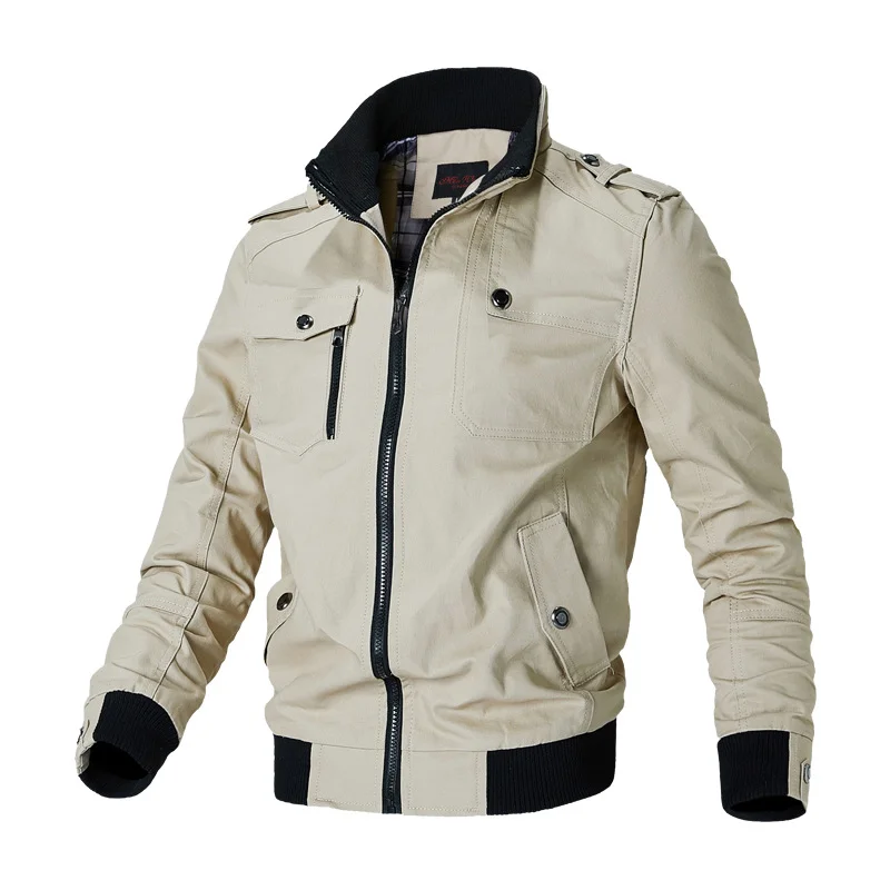 Men's Plus Size Jacket Spring Casual Handsome Slim Cargo Jacket Cotton Jacket