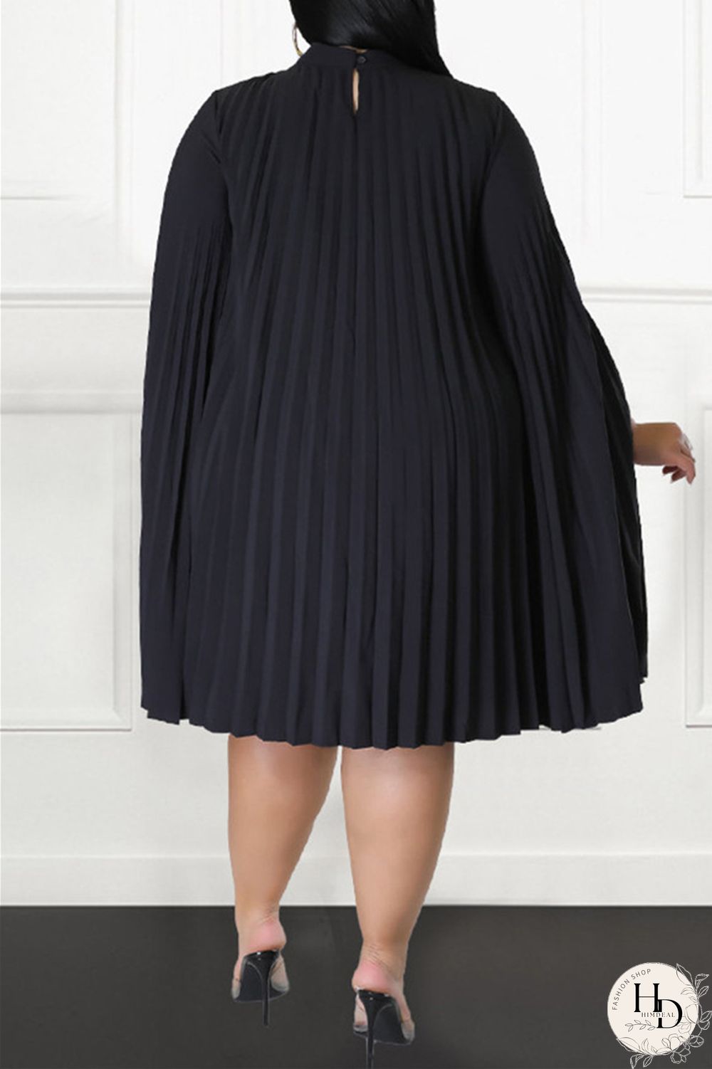 Red Casual Solid Patchwork Fold Half A Turtleneck Plus Size Dresses