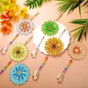 6Pcs Flowers DIY Diamond Painting Wind Chimes Crystal Window Suncatcher Craft Set Birthday Gifts Home Garden Decor