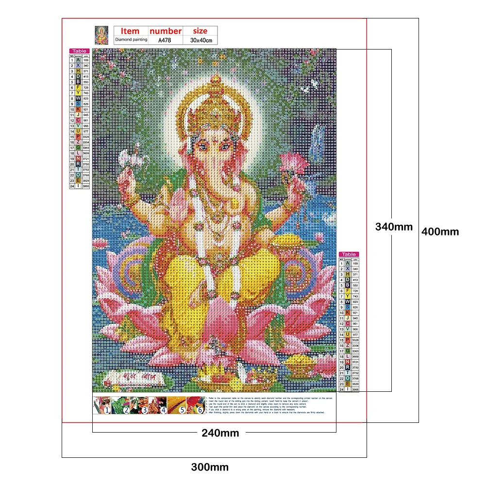 Diamond Painting - Full Round Drill - Buddha Elephant(30*40cm)