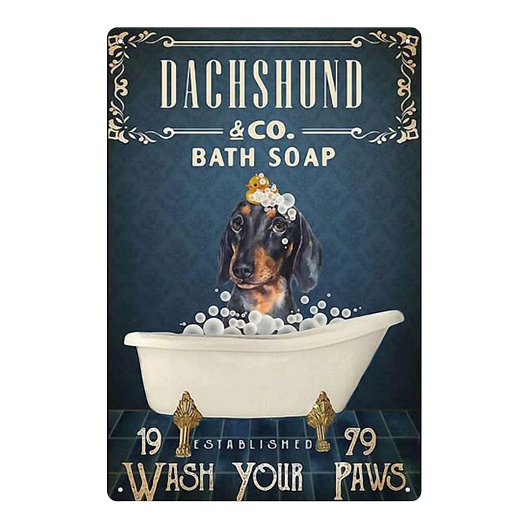 Dachshund & Co. Bath Soap - Vintage Tin Signs/Wooden Signs - 7.9x11.8in & 11.8x15.7in