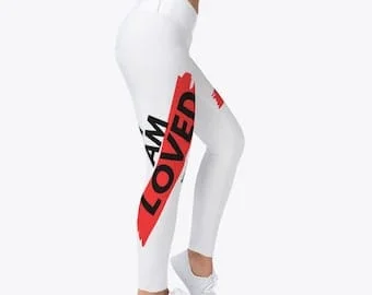 pornhint Pornhint I Am Loved Activewear Christian Faith Yoga Workout Leggings