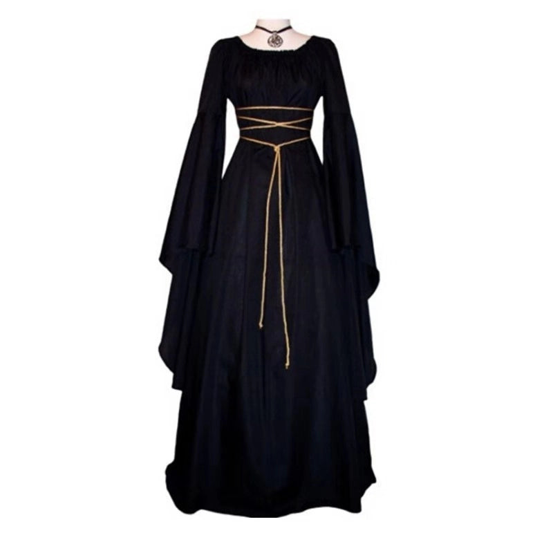 New Long Sleeve Antique Solid Color Halloween Irregular Dress Explosions Factory Direct Color