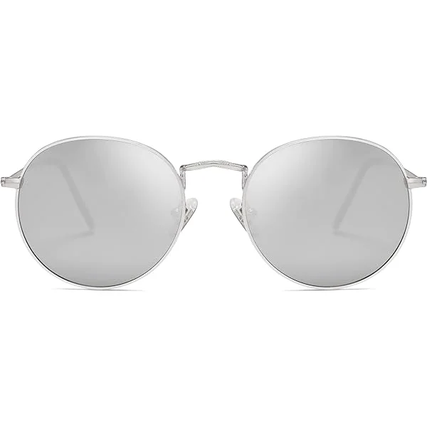 Small Round Polarized Sunglasses for Women Men Classic Vintage Retro Shades UV400 Bright Gold/Grey