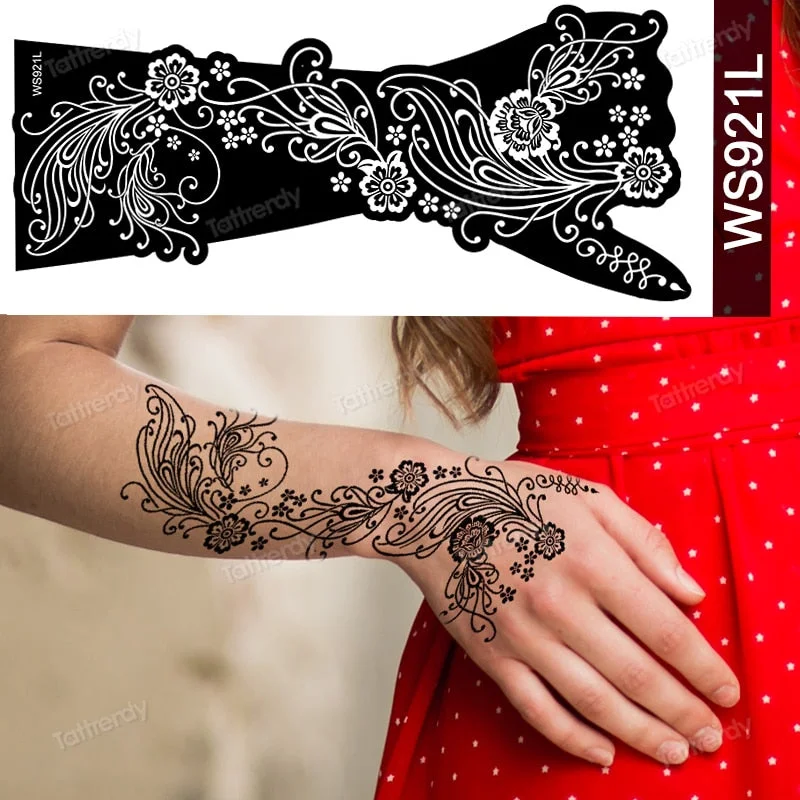 1 Sheet Flower Lace Henna Stencil Body Art Temporary Tattoo Sticker Airbrush Print Stencil Stamp Plates Template Mandala Wedding