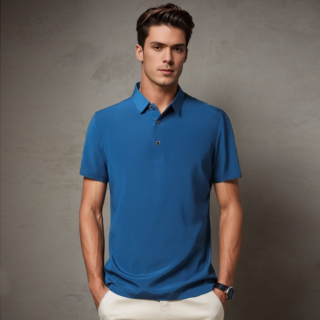 No-Iron Wrinkle-Free Men's Silk Polo Shirt Classic Style REAL SILK LIFE