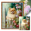 Pomeranian Flowers-11CT Stamped Cross Stitch 40*50cm/15.75*19.69in tapestrymarket