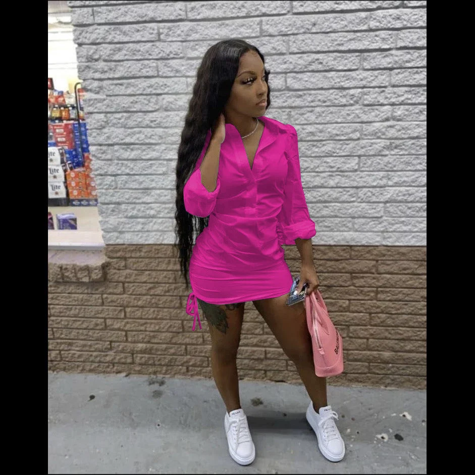 Uveng Glamorous Temperament Commute Women's Shirt Deep Dress