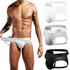 Men's Modal Low Waist Open Hips Underwear Sexy Jockstrap Pure Color Thong