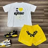 Heart Letters Print T-shirt Shorts Two-Piece Set