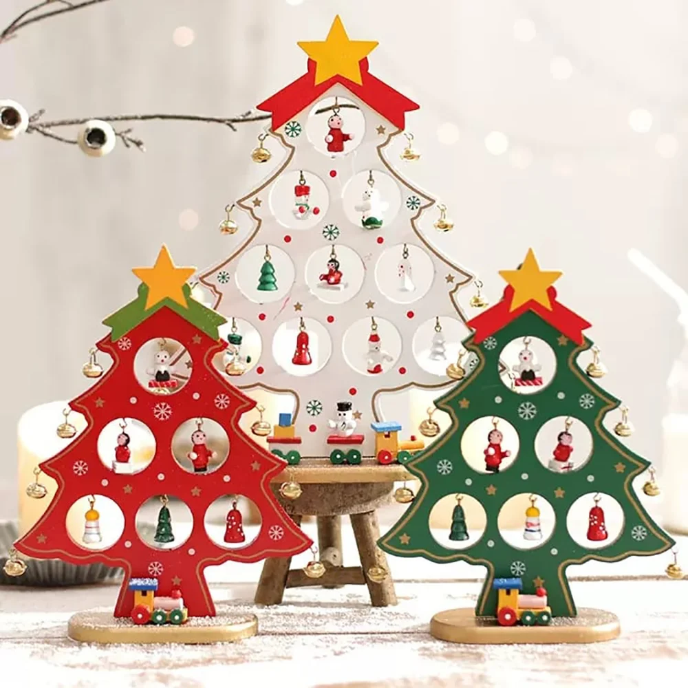 New wooden christmas tree ornament desktop decoration pendant gift