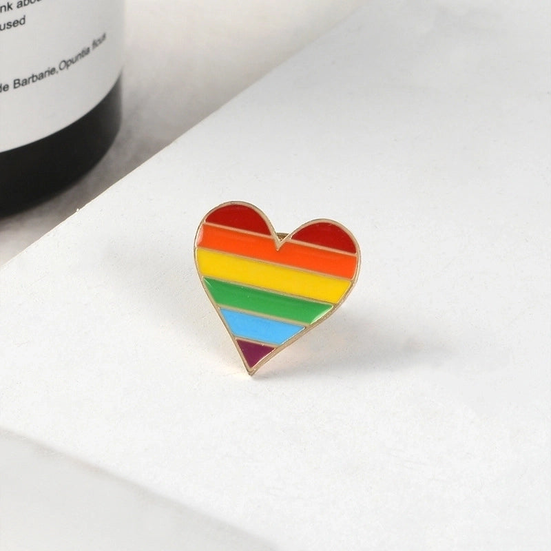 Fashion Pin Rainbow Heart Shape Alloy Stoving Varnish Unisex Brooches