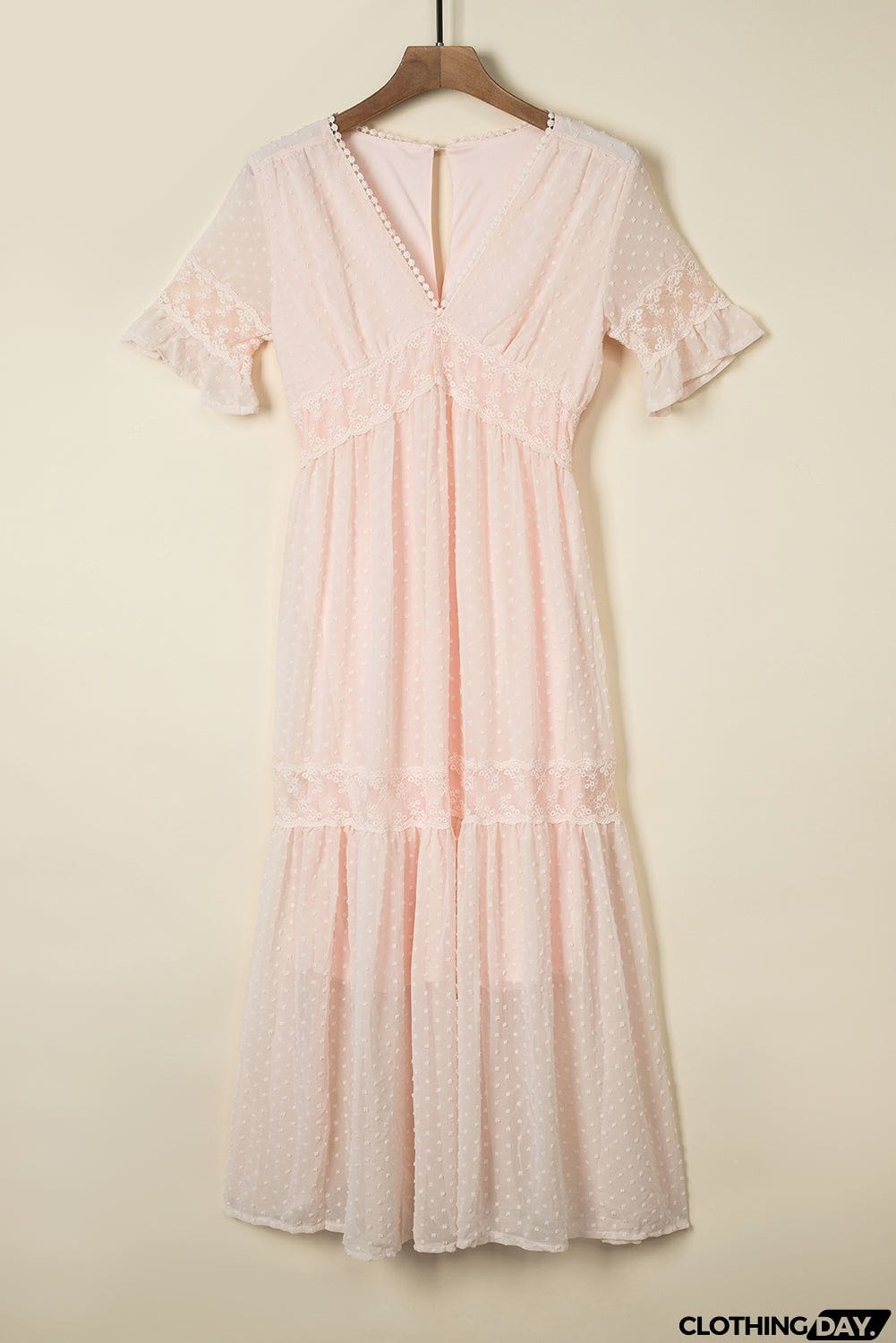 Pink Short Sleeve Boho Maxi Dress
