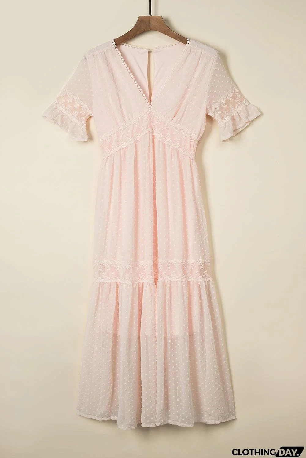 Pink Short Sleeve Boho Maxi Dress