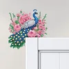 2Pcs DIY Diamond Art Door Corner Pendants Acrylic Door Decoration (Peacock)