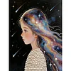 DIY Pearl Painting Long Hair Girl for Home Decor with Frame(30x40cm)