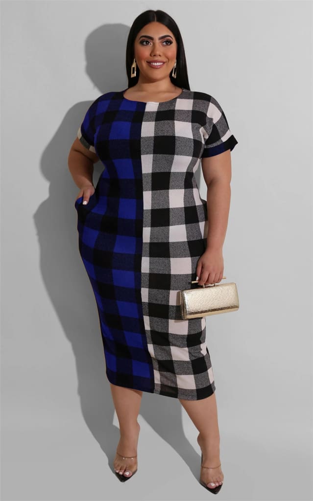 Women Sexy Plaid Bodycon Dress Cotton O-neck Long Sleeve Spring Autumn Casual Slim Jumper Midi Pencil Dress