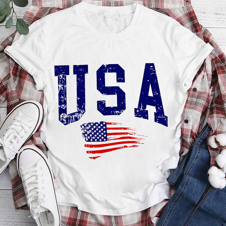ANB - 4th Of July Independence Day USA Flag T-shirt Tee-Annaletters