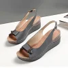 Women's round head fish mouth wedge sandals