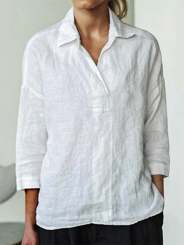 Women V Neck 3/4 Sleeve Shirt-Mayoulove