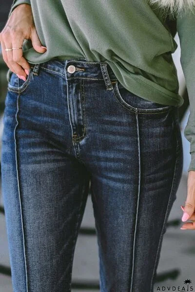 Buttoned Slim Jeans with Pockets