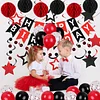Birthday Decorations, Happy Birthday Banner with Birthday Balloons, Honeycomb Balls, Hanging Swirls, Circle Dots Garland, Happy Birthday Party Decorations for Women Men Boys Girls (Red & Black)