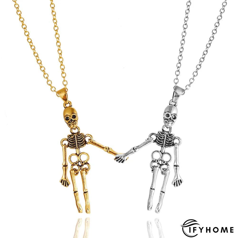 Dark Wind Necklace Human Skeleton Skeleton Ghost Hands Holding Pendant Couple Necklace | IFYHOME